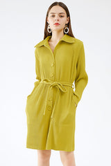 Slim trench coat women's spring 2025 Miyake solid color new Korean version slim temperament casual cotton thickened two-piece set