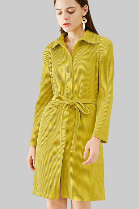 Slim trench coat women's spring 2025 Miyake solid color new Korean version slim temperament casual cotton thickened two-piece set