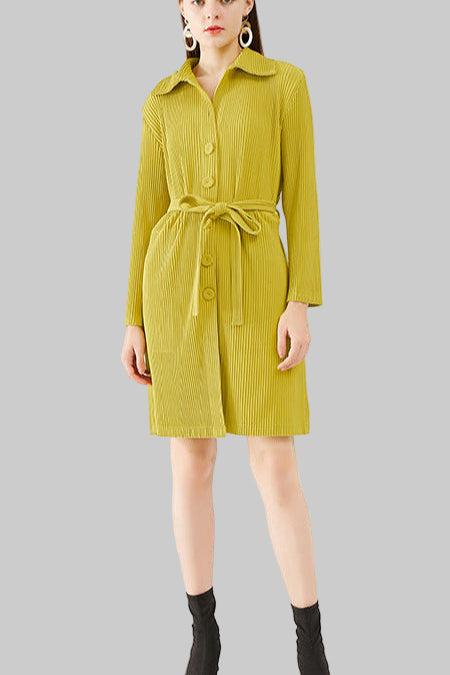 Slim trench coat women's spring 2025 Miyake solid color new Korean version slim temperament casual cotton thickened two-piece set