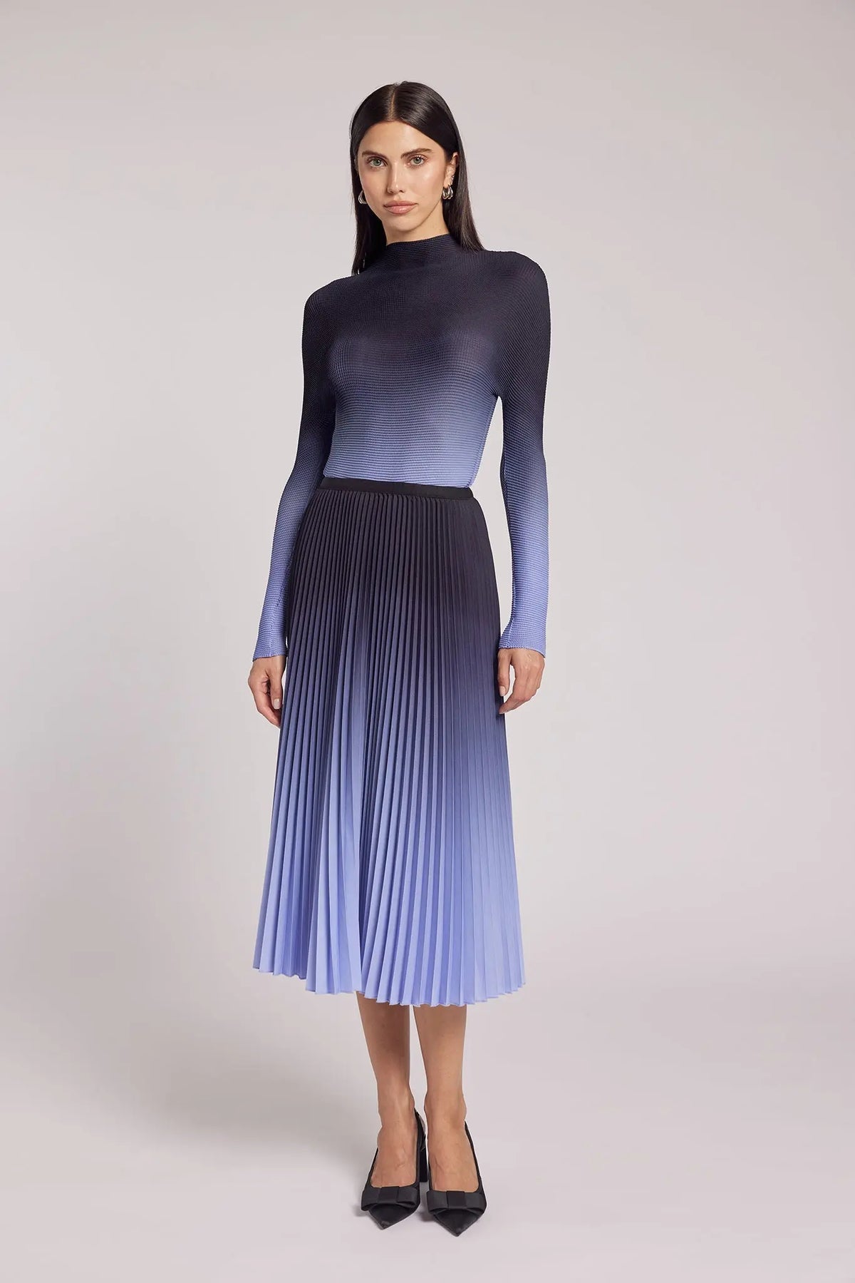 Issey Miyake Plissé Pleated Top Black/Sky Color - IsseyMiyakePleats