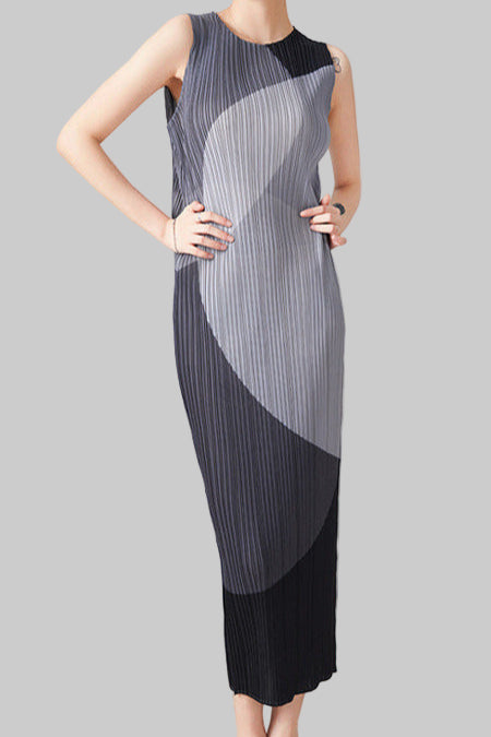 Miyake age reduction sleeveless pleated dress women's summer temperament high-end waist slimming vest skirt summer women's wholesale IsseyMiyakePleats