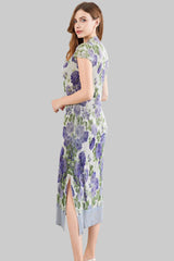 Issey Miyake Style Pleated Cheongsam Dress  Elegant Summer Waist-Hugging Maxi Dress IsseyMiyakePleats