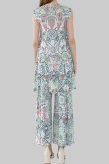 Boho Two-Piece Set – Dot Print Top and Pleated Wide-Leg Pants