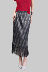 Pleats Art Style A-Line Pleated Skirt – Tassel Drape Design