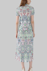 Boho Two-Piece Set – Printed Short Sleeve Top and Loose Skirt