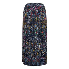 Boho Two-Piece Set – Printed Short Sleeve Top and Loose Skirt
