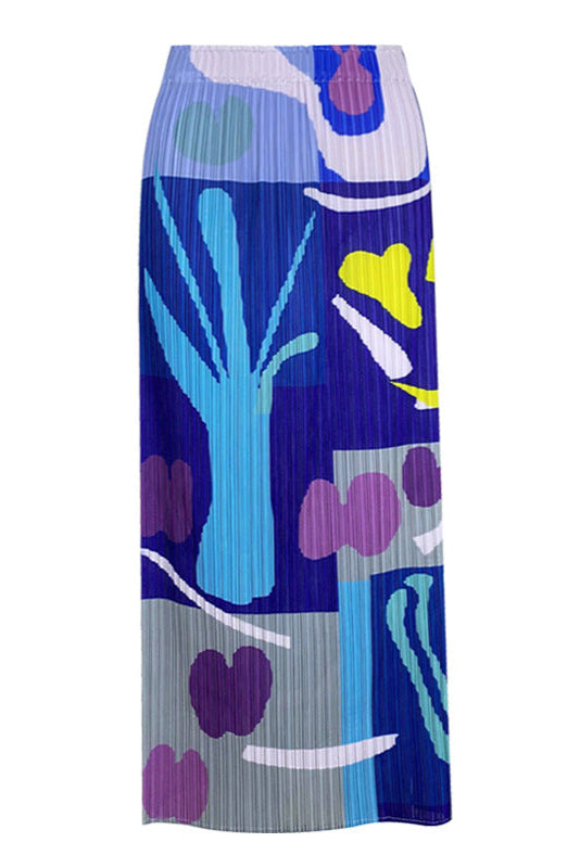 Pleated Printed A-Line Skirt – Elegant Women’s Mid-Length Style