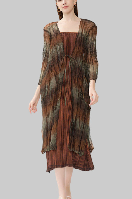 2025 spring/summer new small fragrance dress winter women's design long-sleeved pleated fashion slim two-piece set