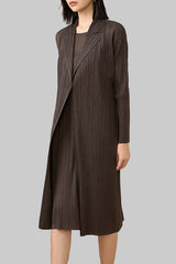 2025 Fall Winter Pleated Mid-Length Coat – Suit Collar, Slim Fit, Elegant Everyday Style