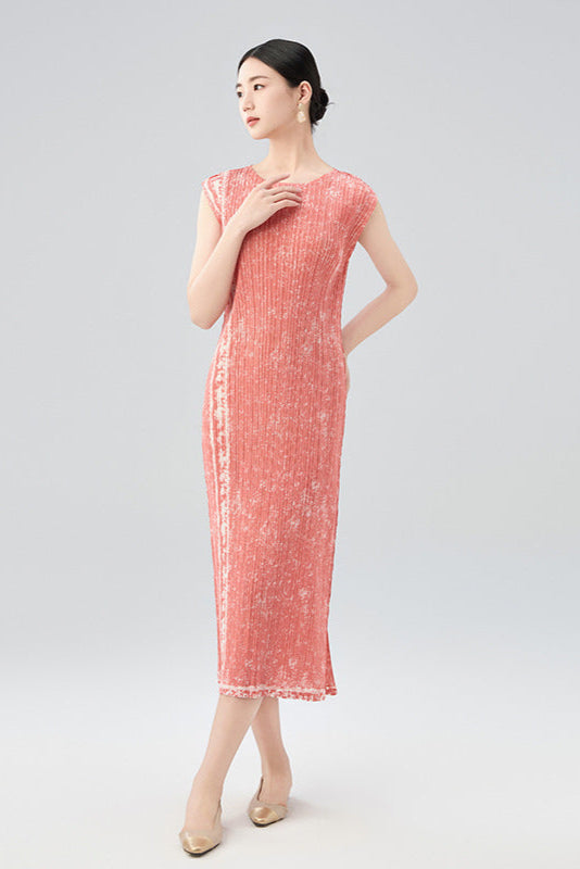 Hot-Selling Pleated Print Dress – Sleeveless A-Line, Plus-Size Friendly, Elegant Casual Style