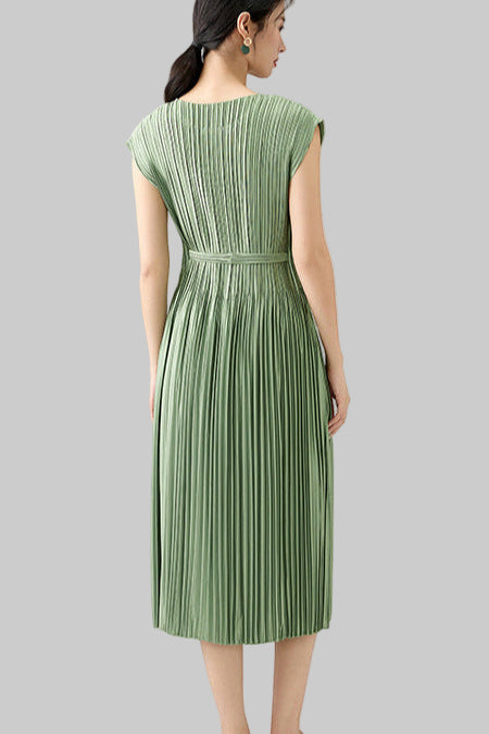 2025 Spring Summer Luxury Maxi Dress – Sleeveless Crew Neck, Lace-Up Waist, Elegant Loose Fit
