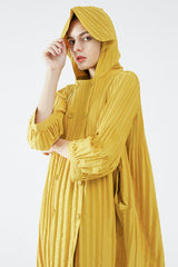 Pleated Double-Breasted Trench Coat – Loose Mid-Length Women’s Jacket