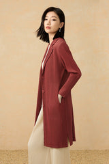 2025 Fall Winter Suit Collar Mid-Length Coat – V-Neck, Loose Fit, Elegant Commuting Style