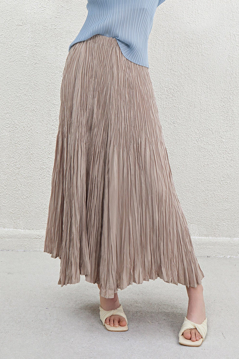 Pleatsart Wrinkle-Free Travel-Friendly Pleats Midi Pencil Skirt