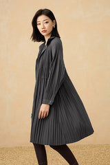 2025 Spring Autumn Mid-Length Trench Jacket – Stand Collar, Loose Fit, Zippered Casual Cardigan Style