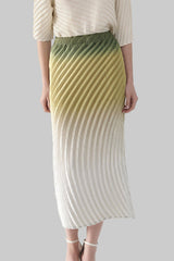 Pleats Art Style Pleated Skirt – Fish Scale Gradient High-Waist A-Line