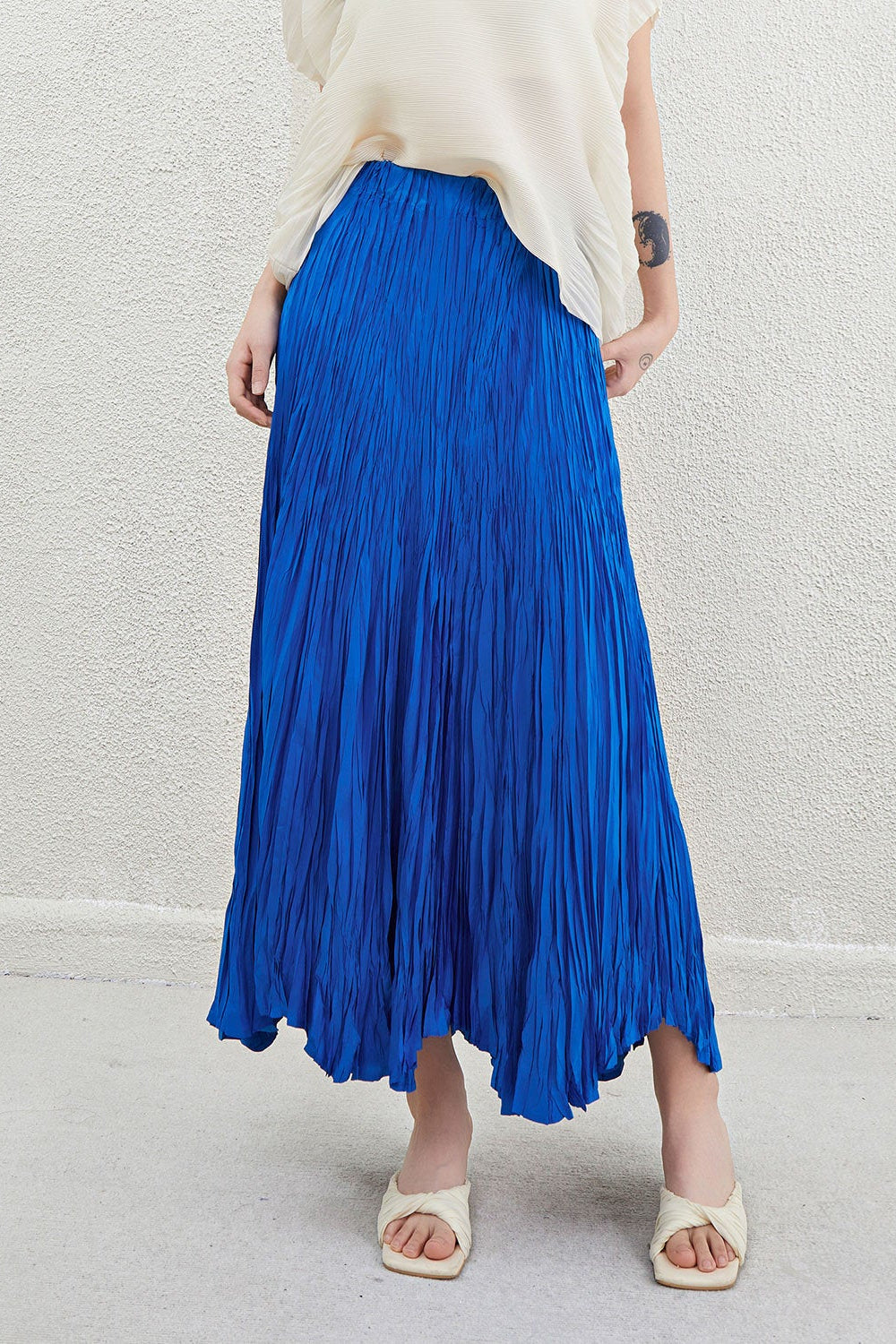 Pleatsart Wrinkle-Free Travel-Friendly Pleats Midi Pencil Skirt