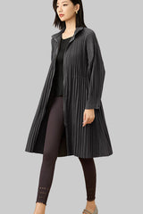 2025 Spring Autumn Mid-Length Trench Jacket – Stand Collar, Loose Fit, Zippered Casual Cardigan Style