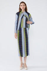 Pleats Art Style Three-Piece Set – Vintage Plaid Pleated Skirt, Long-Sleeve Top & Sleeveless Vest