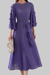 Pleats Please Lace-Up Mid-Length Dress – Plus-Size Friendly Pleated Slimming Style