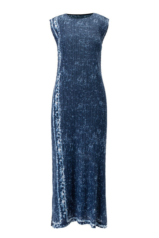 Hot-Selling Pleated Print Dress – Sleeveless A-Line, Plus-Size Friendly, Elegant Casual Style