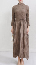 Pleatsart Wrinkle-Free Travel-Friendly Irregular Lace-Up Maxi Dress