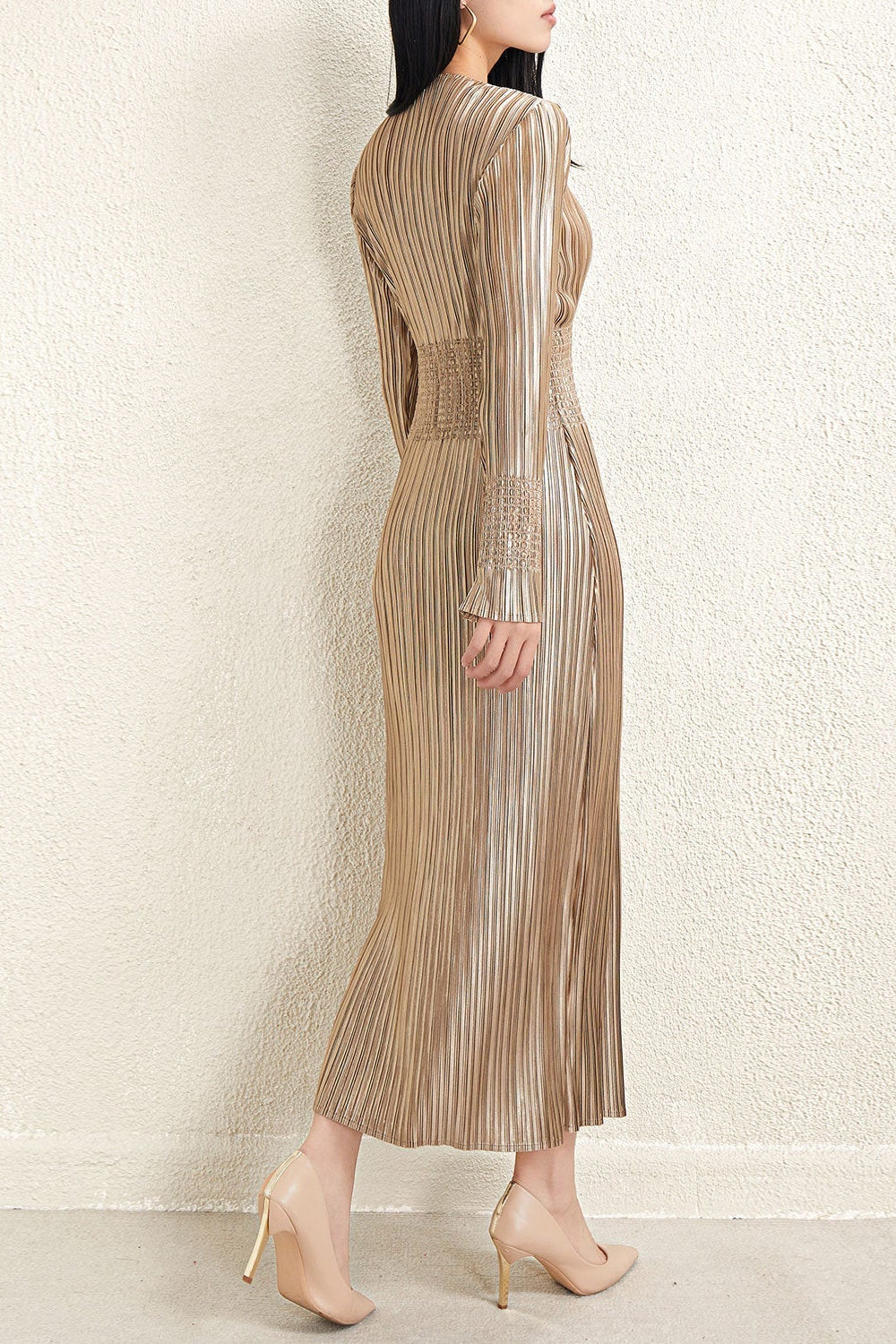 Pleats Please Waist-Pleated Dress – Elegant Long Pleated Skirt Style