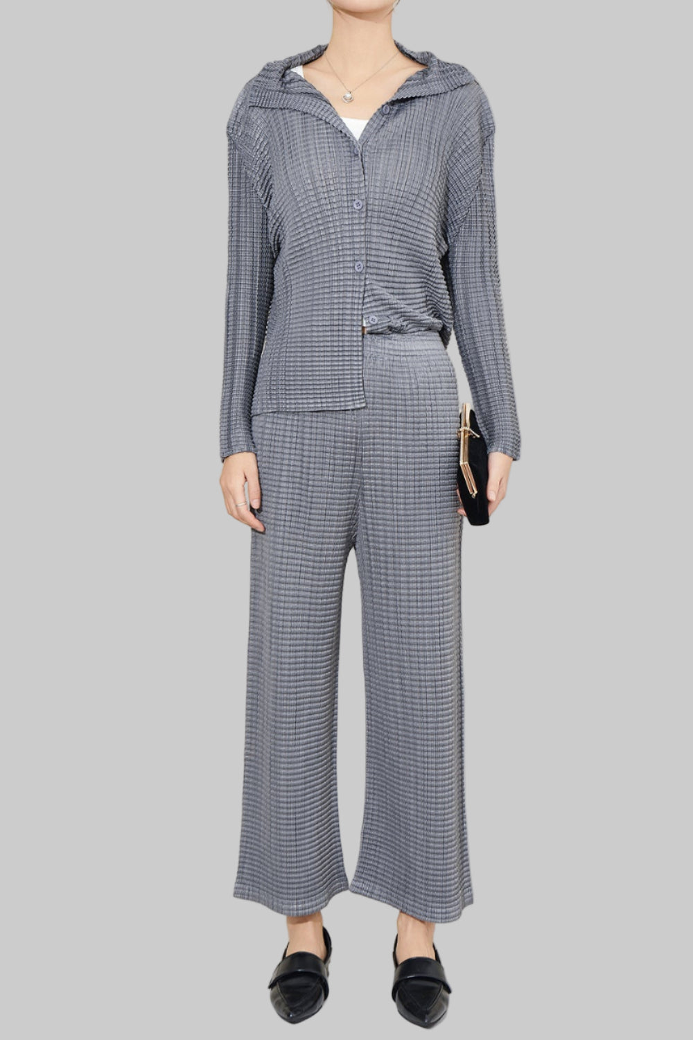 Miyake style casual sportswear women's spring 2025 new fashion foreign style age reduction loose wide-leg pants two-piece trend IsseyMiyakePleats