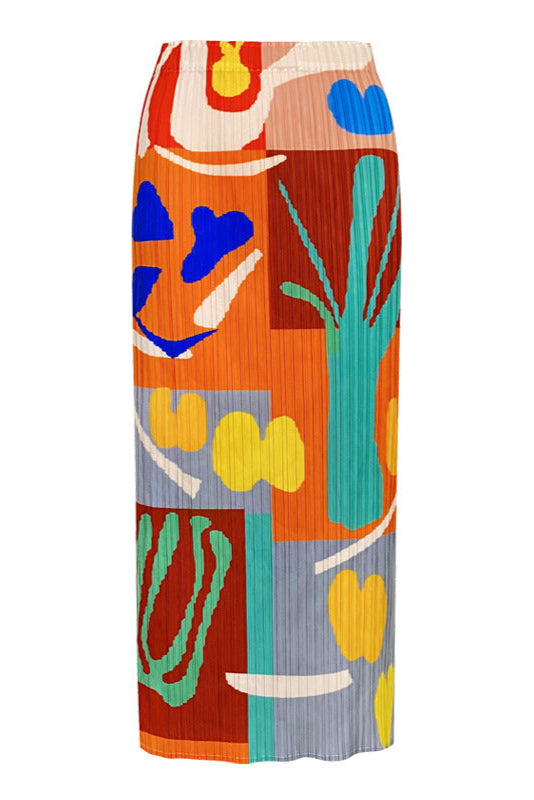Pleatsart Wrinkle-Free Travel-Friendly Multi-Color Artistic Pleats Midi Skirt