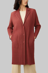 2025 Fall Winter Suit Collar Mid-Length Coat – V-Neck, Loose Fit, Elegant Commuting Style