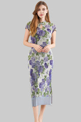 Issey Miyake Style Pleated Cheongsam Dress  Elegant Summer Waist-Hugging Maxi Dress IsseyMiyakePleats