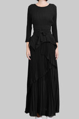 Pleated Slim Top and Irregular Skirt Set – Stylish Two-Piece Outfit for Women