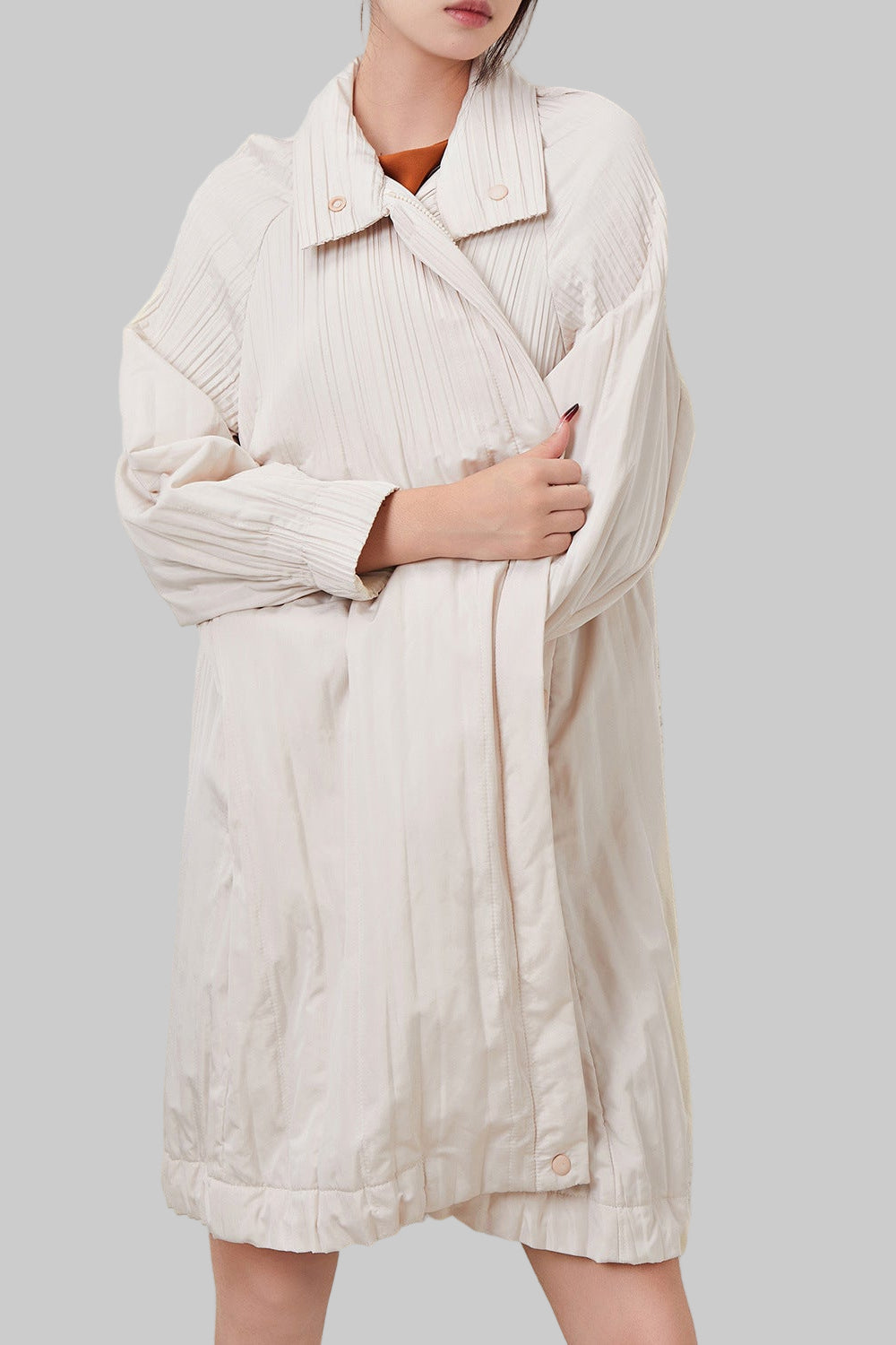 Pleats Please Mid-Length Cotton Jacket – Pleated Double-Zip Casual Outerwear