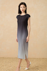 2025 Pleated Gradient Two-Piece Set – Short Cardigan Jacket & Elegant Sundress