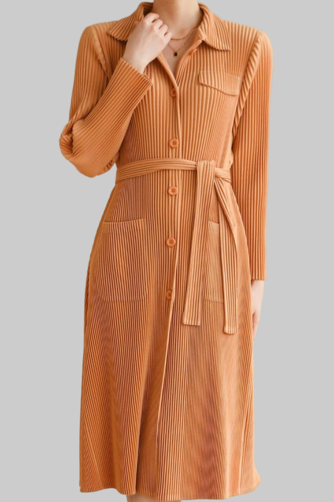 Pleated Casual Windbreaker Jacket – British Style Mid-Length Trench for Women