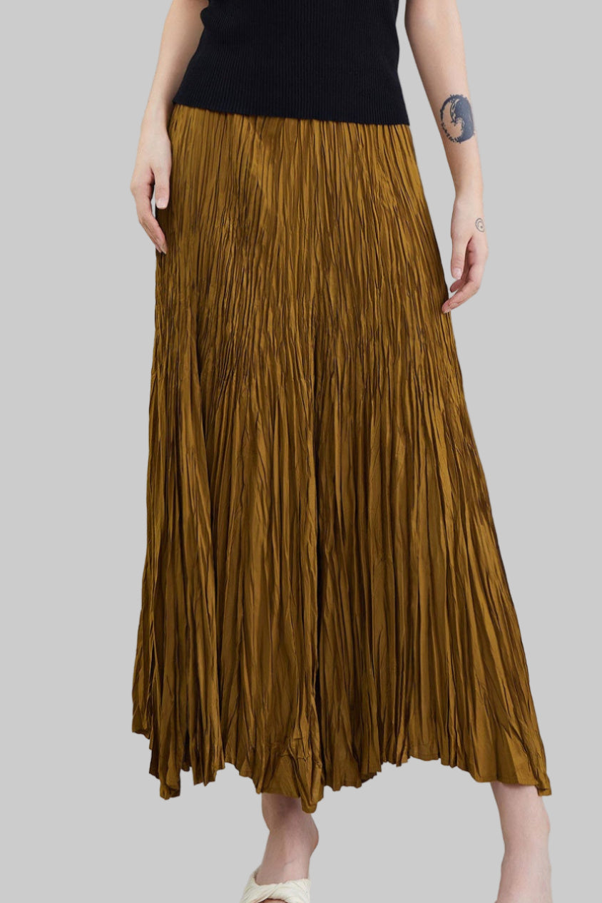 Pleats Art Style A-Line Pleated Swing Skirt – Mid-Length