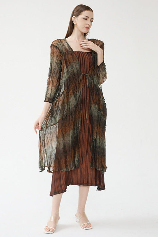 2025 spring/summer new small fragrance dress winter women's design long-sleeved pleated fashion slim two-piece set