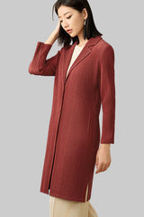 2025 Fall Winter Suit Collar Mid-Length Coat – V-Neck, Loose Fit, Elegant Commuting Style