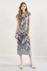 Issey Miyake Style Pleated Cheongsam Dress  Elegant Summer Waist-Hugging Maxi Dress IsseyMiyakePleats