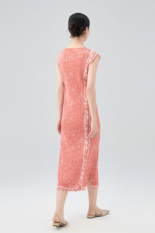 Hot-Selling Pleated Print Dress – Sleeveless A-Line, Plus-Size Friendly, Elegant Casual Style