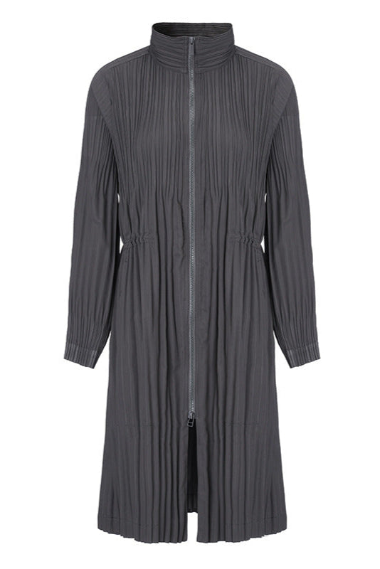 2025 Spring Autumn Mid-Length Trench Jacket – Stand Collar, Loose Fit, Zippered Casual Cardigan Style