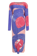 Pleatsart Wrinkle-Free Travel-Friendly Circle Print Midi Dress