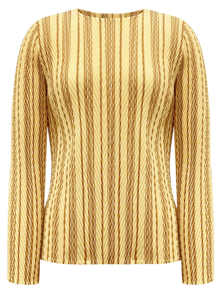 Pleatsart Wrinkle-Free Travel-Friendly Striped Top & Skirt Set