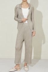 Miyake style casual sportswear women's spring 2025 new fashion foreign style age reduction loose wide-leg pants two-piece trend IsseyMiyakePleats