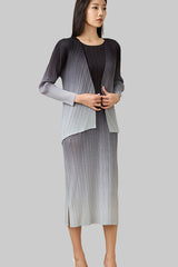 2025 Pleated Gradient Two-Piece Set – Short Cardigan Jacket & Elegant Sundress