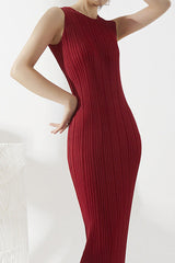 Pleated dress, women's factory direct sales women's clothing, basic Miyake versatile, sleeveless, long straight hip skirt IsseyMiyakePleats