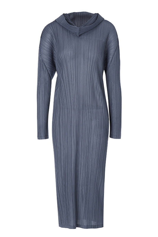 Fall 2025 new special-shaped collar design, long sleeves, loose dresses, side slits, simple and fashionable long skirts, women