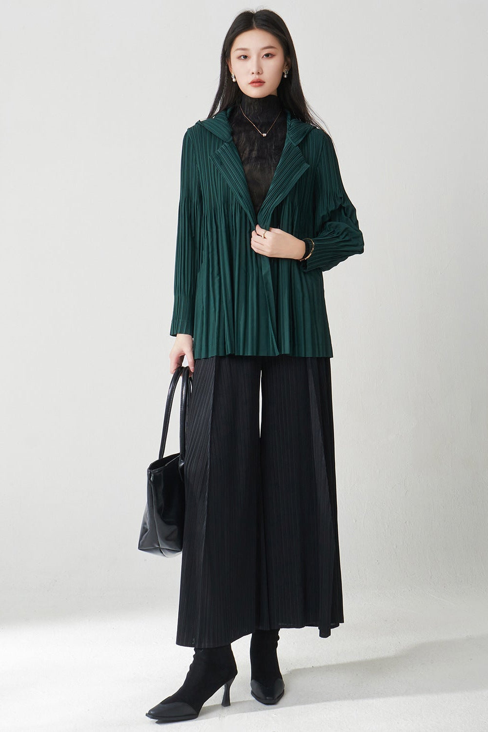 Pleats Please Hooded Cardigan Jacket – Loose Casual Pleated Outerwear