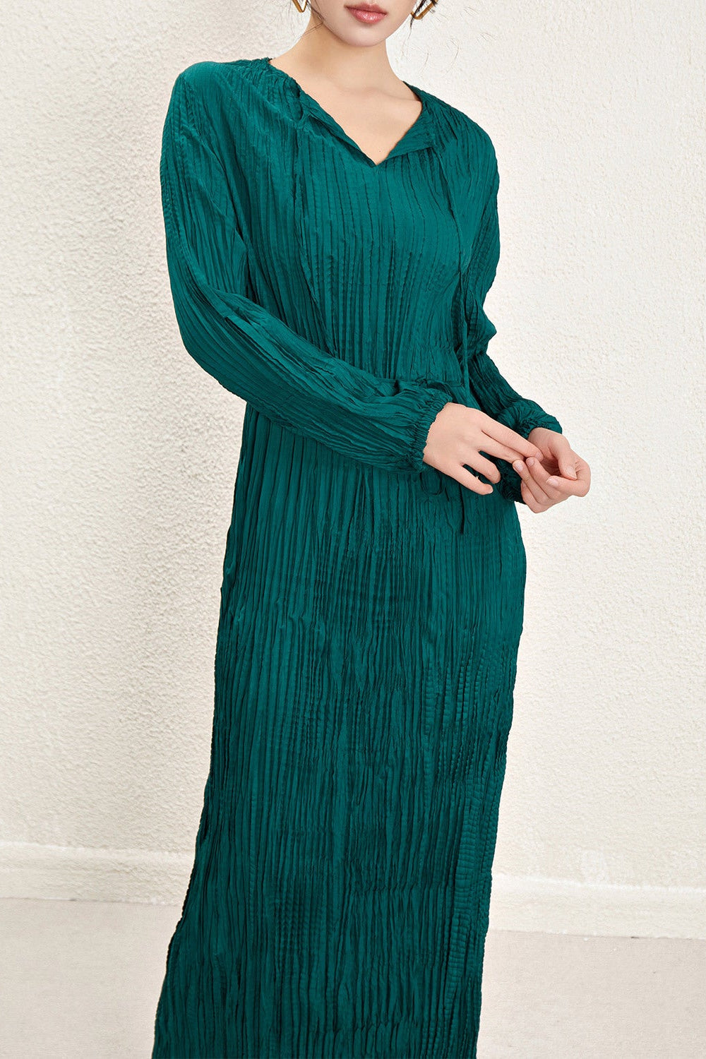 Pleatsart Wrinkle-Free Travel-Friendly Irregular Long Sleeve Pleats Dress