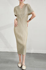 Pleats Art Style Pleated Banquet Dress – Metallic Irregular Long Style